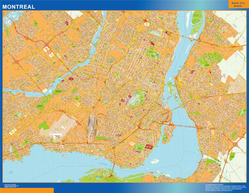 Mapa Montreal En Canada Grande Mapas Grandes De Pared De Espa A Y El   Mapa Montreal En Canada 1024x796 