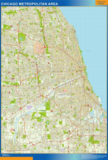 Mapa de Chicago enmarcado plastificado