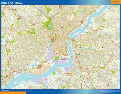 Mapa de Filadelfia enmarcado plastificado
