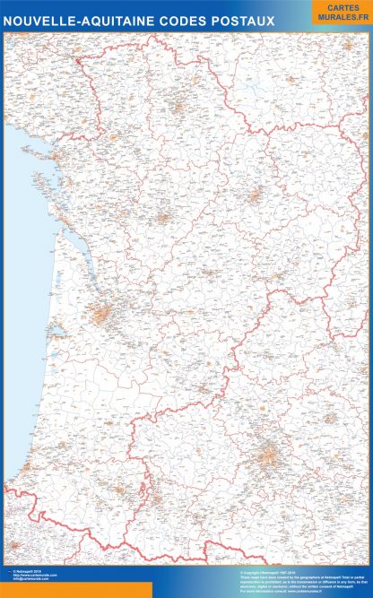 Mapa región Nouvelle Aquitaine postal
